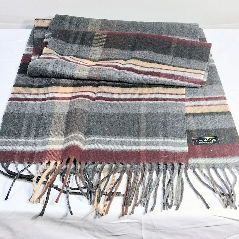 Fraas/Cashmink Buttery Soft Gray/Red/Beige Plaid Dressy 12